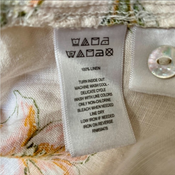 Rachel Rachel Roy Linen Floral Peplum Blouse Light Pink Sleeveless Top Size M - Picture 11 of 11